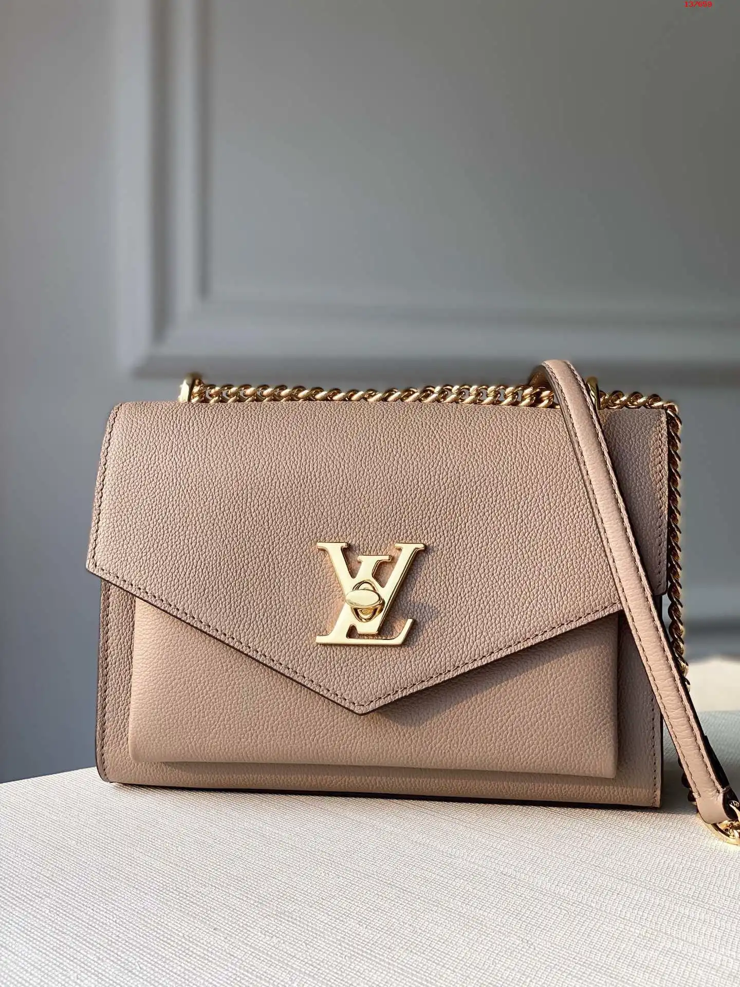 LOUIS VUITTON MYLOCKME SATCHEL CHAIN BAG GREIGE M56137_1 LOUIS VUITTON MYLOCKME SATCHEL CHAIN BAG GREIGE M56137 1