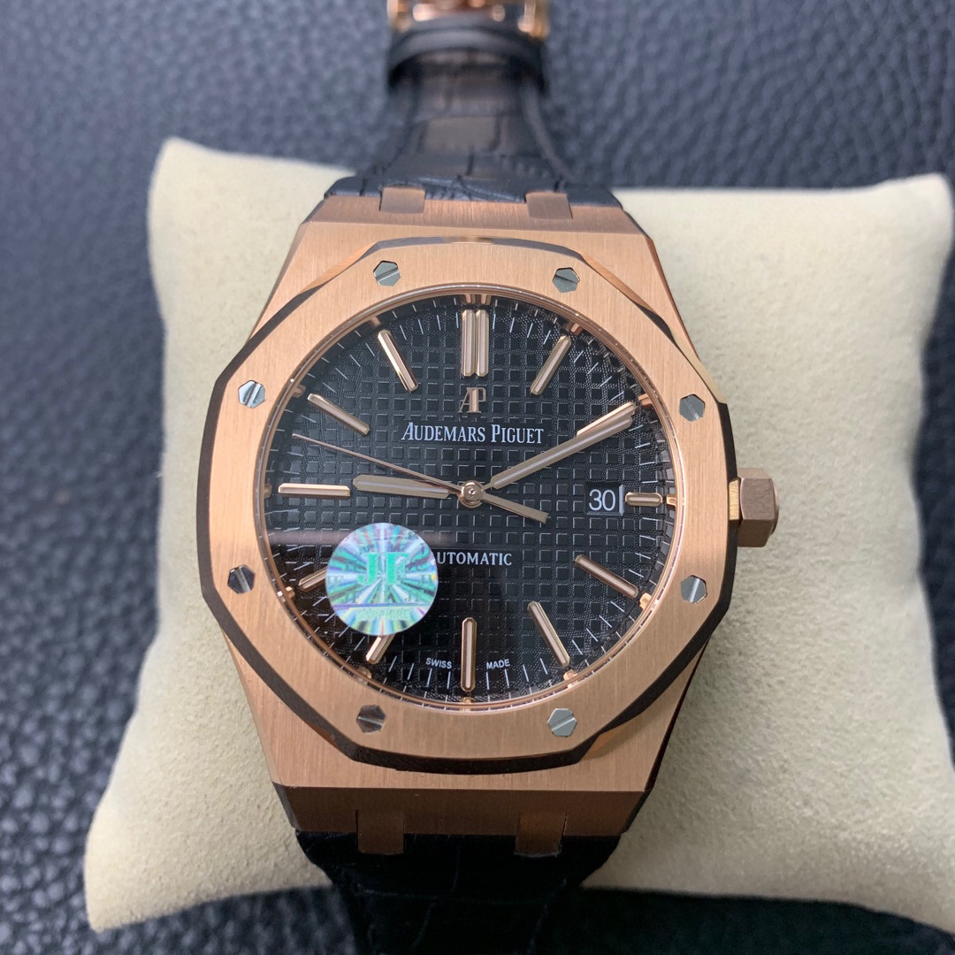 AUDEMARS-PIGUET-ROYAL-OAK-15400-PINK-GOLD-BLACK-STRAP-15400OR.OO.D002CR.01-01 AUDEMARS PIGUET ROYAL OAK 15400 PINK GOLD BLACK STRAP 15400OR.OO .D002CR.01 01