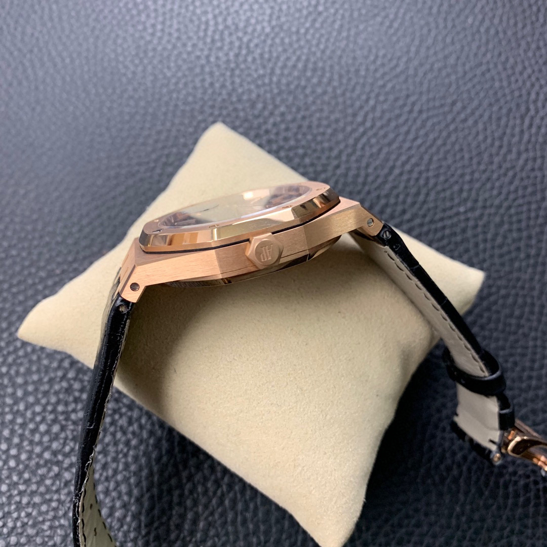 AUDEMARS-PIGUET-ROYAL-OAK-15400-PINK-GOLD-BLACK-STRAP-15400OR.OO.D002CR.01-04 AUDEMARS PIGUET ROYAL OAK 15400 PINK GOLD BLACK STRAP 15400OR.OO .D002CR.01 04