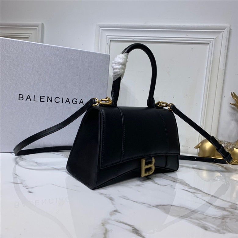 BALENCIAGA-HOURGLASS-MEDIUM-BAG-IN-BLACK-SHINY-CALFSKIN-5928231QJ4M1000-03 BALENCIAGA HOURGLASS MEDIUM BAG IN BLACK SHINY CALFSKIN 5928231QJ4M1000 03