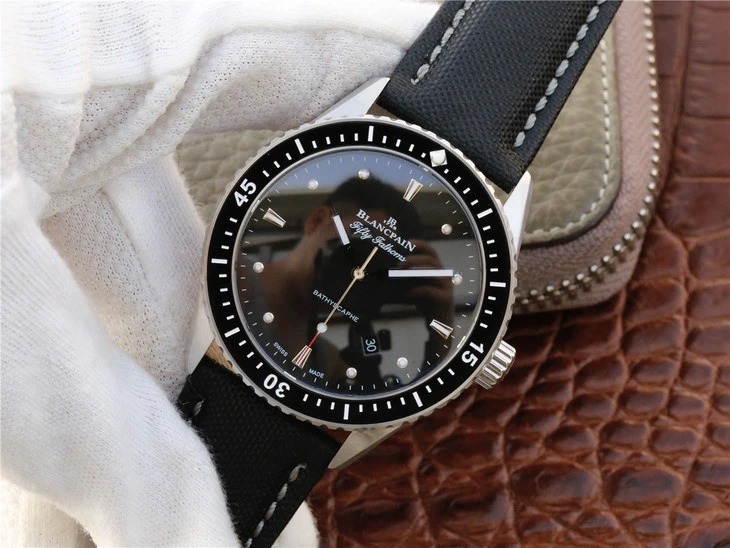 BLANCPAIN-FIFTY-FATHOMS-BATHYSCAPHE-STAINLESS-STEEL-GREY-BLACK-CANVAS-5000-1110-B52A_3 BLANCPAIN FIFTY FATHOMS BATHYSCAPHE STAINLESS STEEL GREY BLACK CANVAS 5000 1110 B52A 3