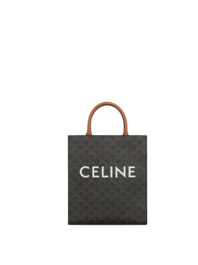 CELINE SMALL CABAS VERTICAL IN TRIOMPHE CANVAS AND CALFSKIN TAN 191542BZK.04LU 0