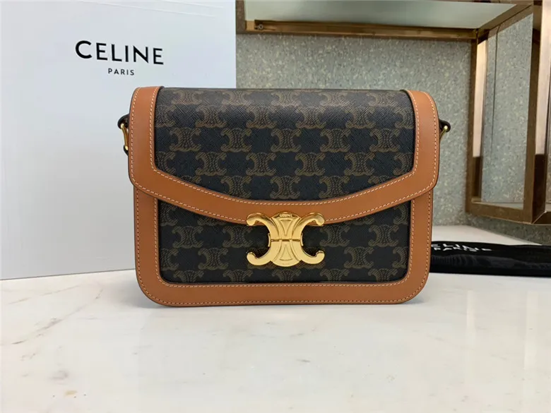 CELINE-TRIOMPHE-TEEN-TRIOMPHE-BAG-IN-TRIOMPHE-CANVAS-AND-CALFSKIN-188882BZ4.04LU-02 CELINE TRIOMPHE TEEN TRIOMPHE BAG IN TRIOMPHE CANVAS AND CALFSKIN 188882BZ4.04LU 02