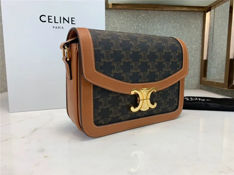 CELINE-TRIOMPHE-TEEN-TRIOMPHE-BAG-IN-TRIOMPHE-CANVAS-AND-CALFSKIN-188882BZ4.04LU-03 CELINE TRIOMPHE TEEN TRIOMPHE BAG IN TRIOMPHE CANVAS AND CALFSKIN 188882BZ4.04LU 03