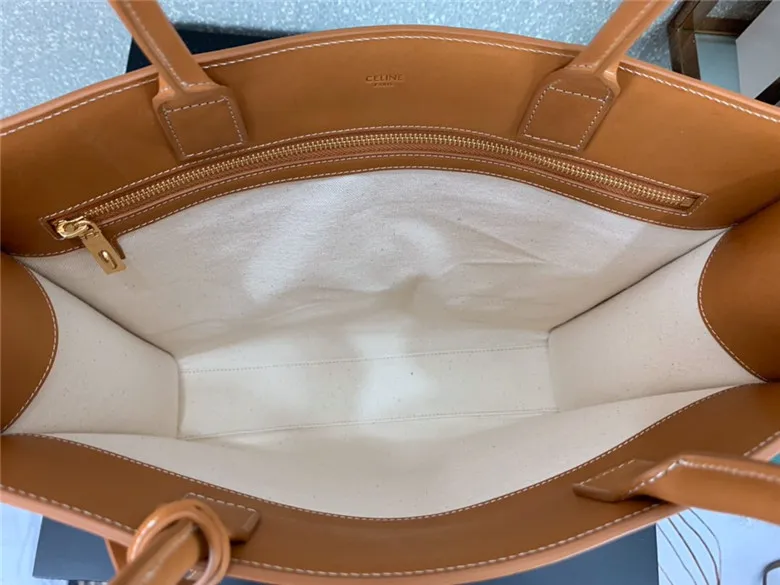 CELINE-VERTICAL-CABAS-CELINE-IN-CANVAS-WITH-CELINE-PRINT-AND-CALFSKIN-NATURAL-TAN-190402BNZ.02NT-06 CELINE VERTICAL CABAS CELINE IN CANVAS WITH CELINE PRINT AND CALFSKIN NATURAL TAN 190402BNZ.02NT 06