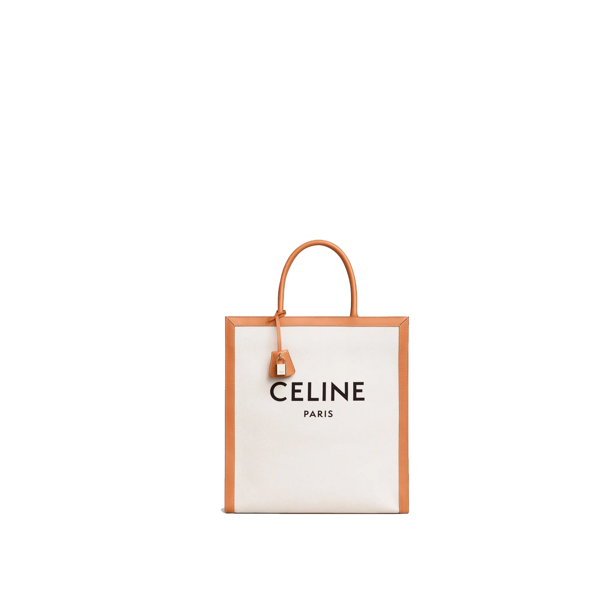 CELINE-VERTICAL-CABAS-CELINE-IN-CANVAS-WITH-CELINE-PRINT-AND-CALFSKIN-NATURAL-TAN-190402BNZ.02NT CELINE VERTICAL CABAS CELINE IN CANVAS WITH CELINE PRINT AND CALFSKIN NATURAL TAN 190402BNZ.02NT