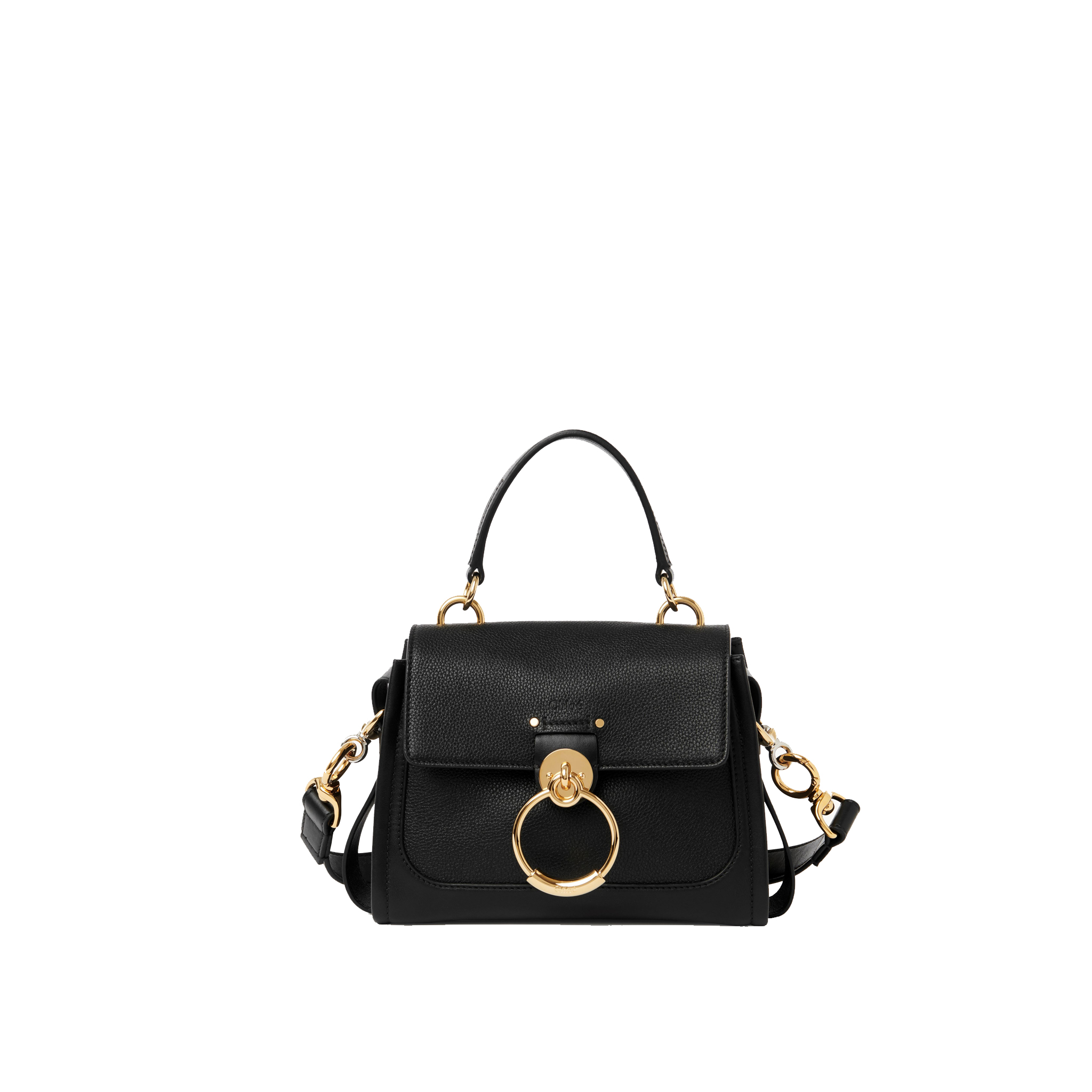 CHLOE-MINI-TESS-DAY-BAG-IN-GRAINED-&-SHINY-CALFSKIN-BLACK-CHC20AS143C62001-0 CHLOE MINI TESS DAY BAG IN GRAINED SHINY CALFSKIN BLACK CHC20AS143C62001 0