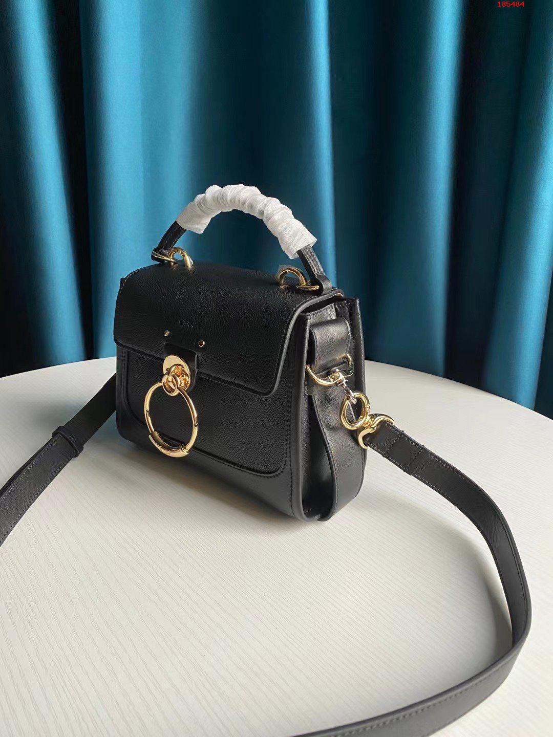 CHLOE-MINI-TESS-DAY-BAG-IN-GRAINED-&-SHINY-CALFSKIN-BLACK-CHC20AS143C62001-01 CHLOE MINI TESS DAY BAG IN GRAINED SHINY CALFSKIN BLACK CHC20AS143C62001 01