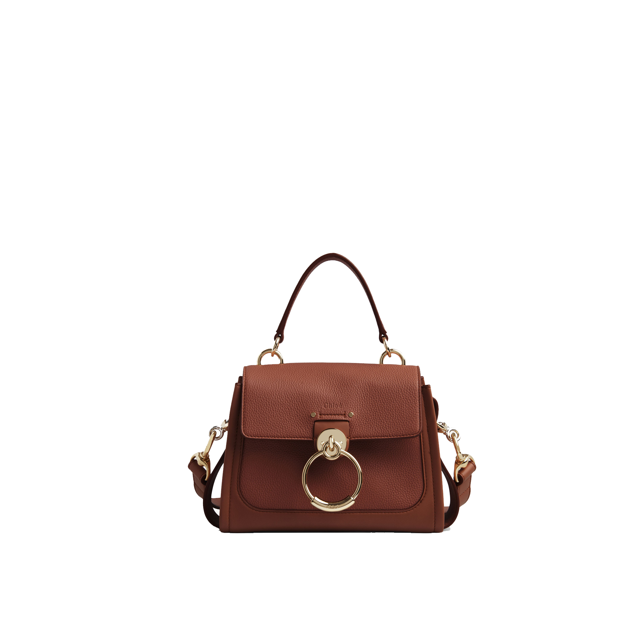 CHLOE-MINI-TESS-DAY-BAG-IN-GRAINED-&-SHINY-CALFSKIN-SEPIA-BROWN-CHC21WS143F3227S-0 CHLOE MINI TESS DAY BAG IN GRAINED SHINY CALFSKIN SEPIA BROWN CHC21WS143F3227S 0