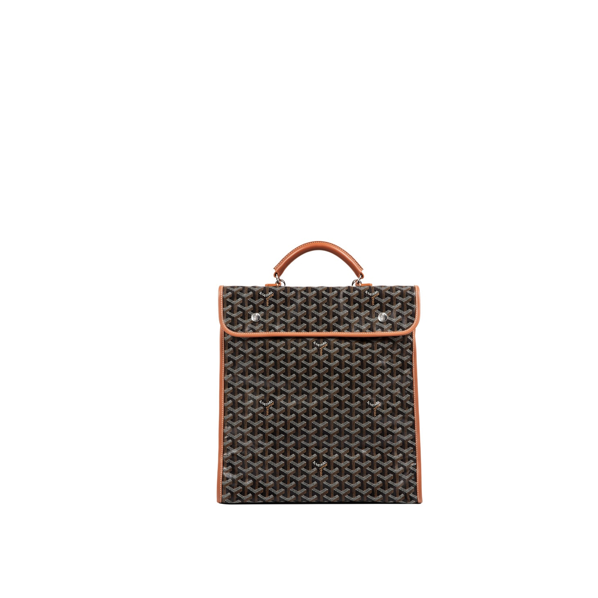 GOYARD-SAINT-LEGER-HANDBAG-IN-BLACK-MONOGRAM-CANVAS-AND-BROWN-LEATHER-2111900165503-00 GOYARD SAINT LEGER HANDBAG IN BLACK MONOGRAM CANVAS AND BROWN LEATHER 2111900165503 00