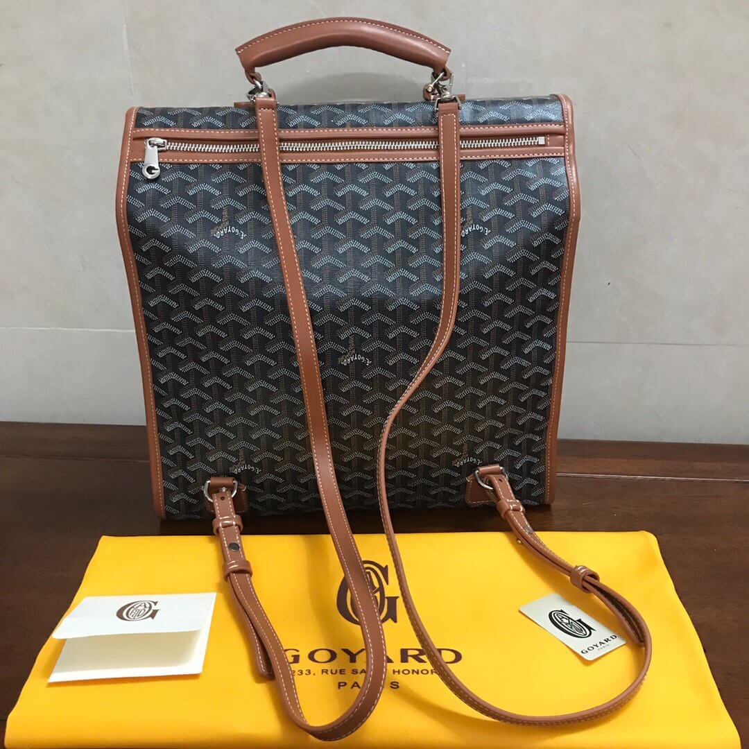 GOYARD-SAINT-LEGER-HANDBAG-IN-BLACK-MONOGRAM-CANVAS-AND-BROWN-LEATHER-2111900165503-03 GOYARD SAINT LEGER HANDBAG IN BLACK MONOGRAM CANVAS AND BROWN LEATHER 2111900165503 03