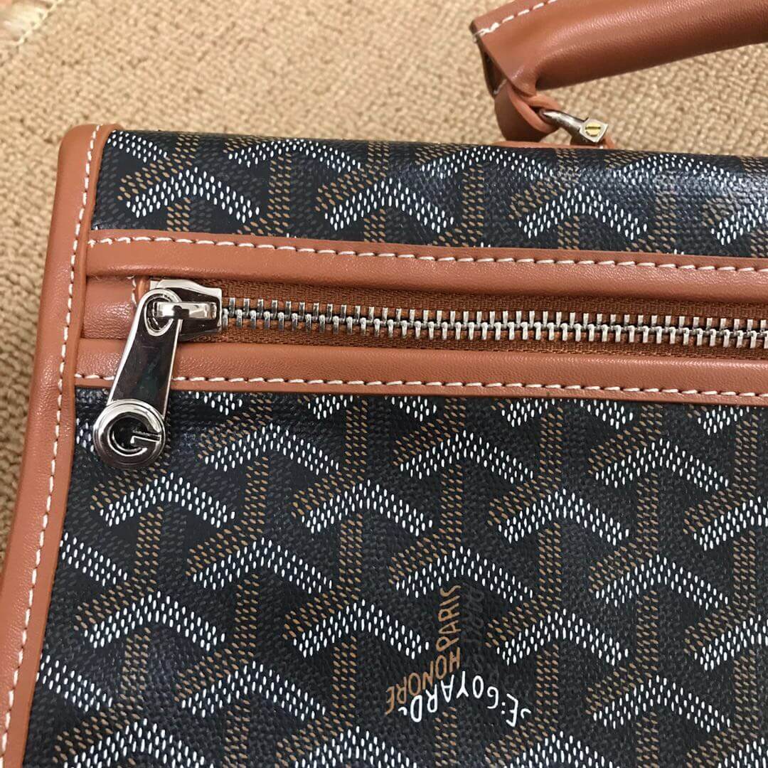 GOYARD-SAINT-LEGER-HANDBAG-IN-BLACK-MONOGRAM-CANVAS-AND-BROWN-LEATHER-2111900165503-07 GOYARD SAINT LEGER HANDBAG IN BLACK MONOGRAM CANVAS AND BROWN LEATHER 2111900165503 07