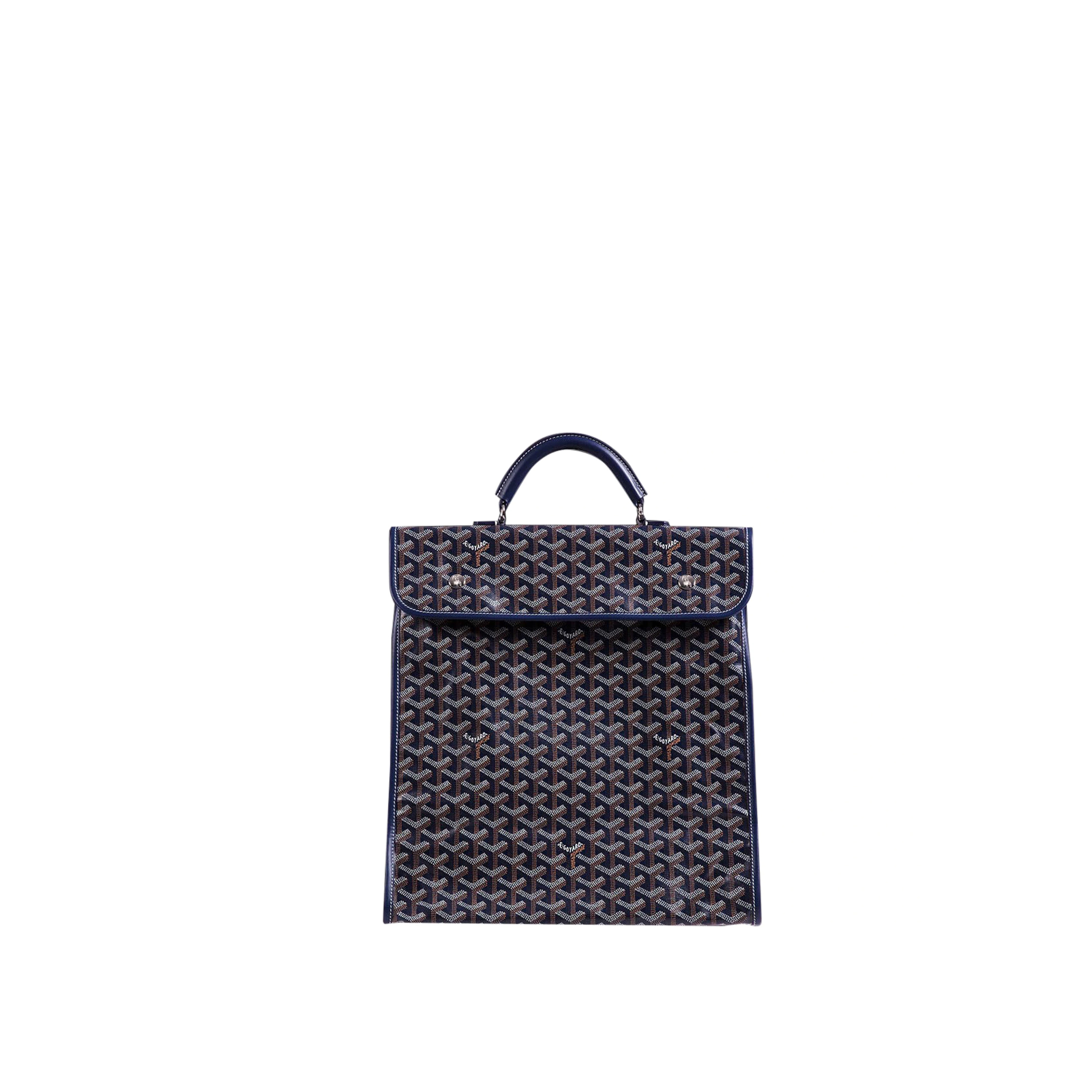 GOYARD-SAINT-LEGER-HANDBAG-IN-BLACK-MONOGRAM-CANVAS-AND-NAVY-LEATHER-2111900165503-0 GOYARD SAINT LEGER HANDBAG IN BLACK MONOGRAM CANVAS AND NAVY LEATHER 2111900165503 0