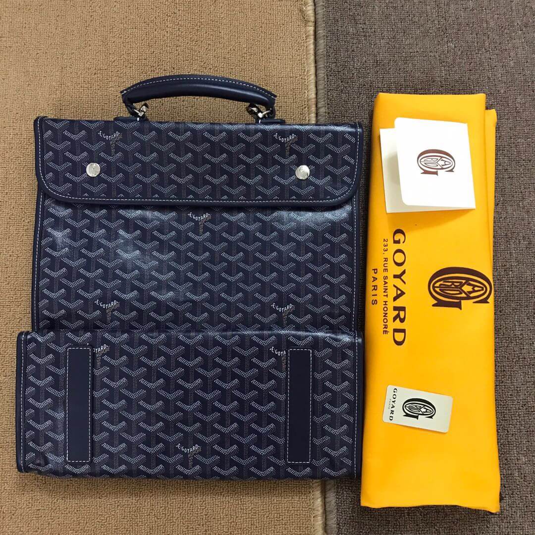 GOYARD-SAINT-LEGER-HANDBAG-IN-BLACK-MONOGRAM-CANVAS-AND-NAVY-LEATHER-2111900165503-01 GOYARD SAINT LEGER HANDBAG IN BLACK MONOGRAM CANVAS AND NAVY LEATHER 2111900165503 01