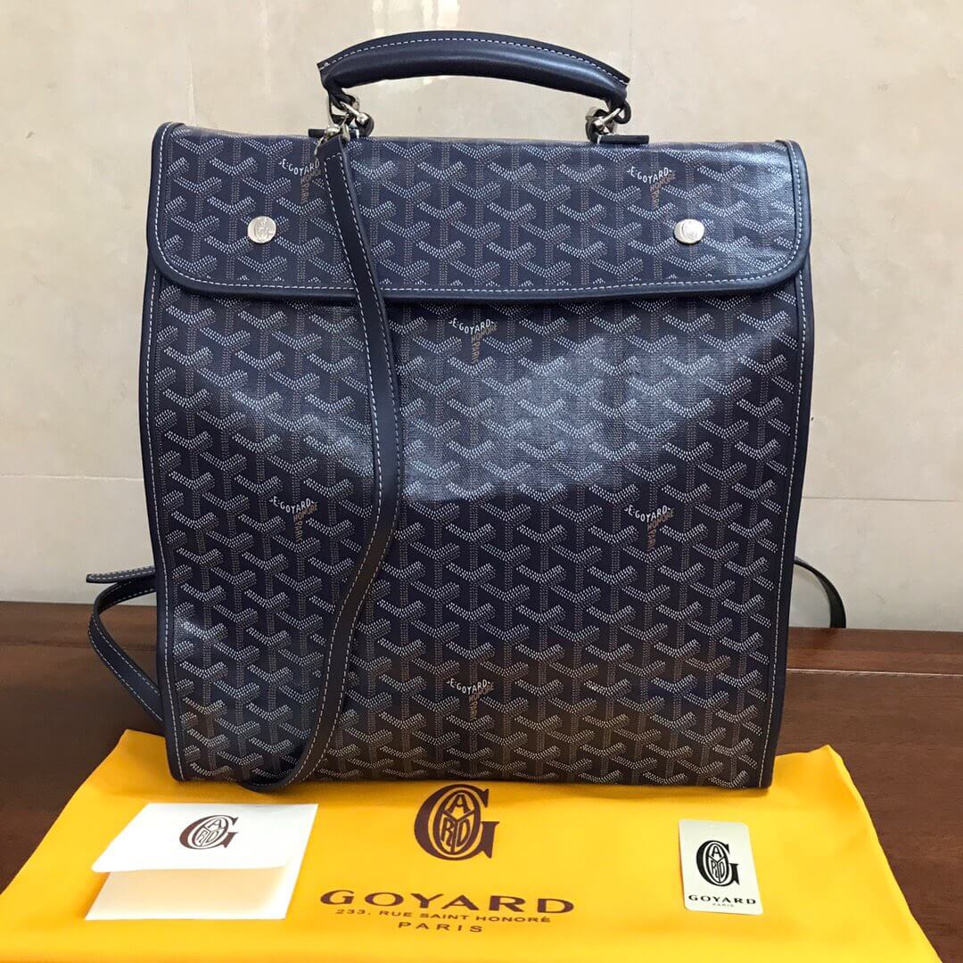 GOYARD-SAINT-LEGER-HANDBAG-IN-BLACK-MONOGRAM-CANVAS-AND-NAVY-LEATHER-2111900165503-02 GOYARD SAINT LEGER HANDBAG IN BLACK MONOGRAM CANVAS AND NAVY LEATHER 2111900165503 02