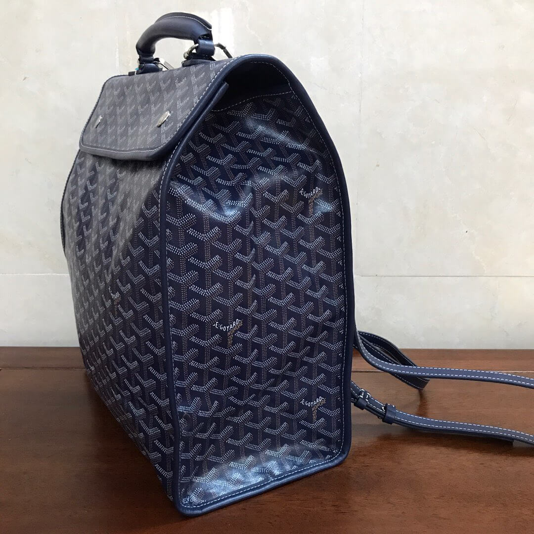 GOYARD-SAINT-LEGER-HANDBAG-IN-BLACK-MONOGRAM-CANVAS-AND-NAVY-LEATHER-2111900165503-03 GOYARD SAINT LEGER HANDBAG IN BLACK MONOGRAM CANVAS AND NAVY LEATHER 2111900165503 03