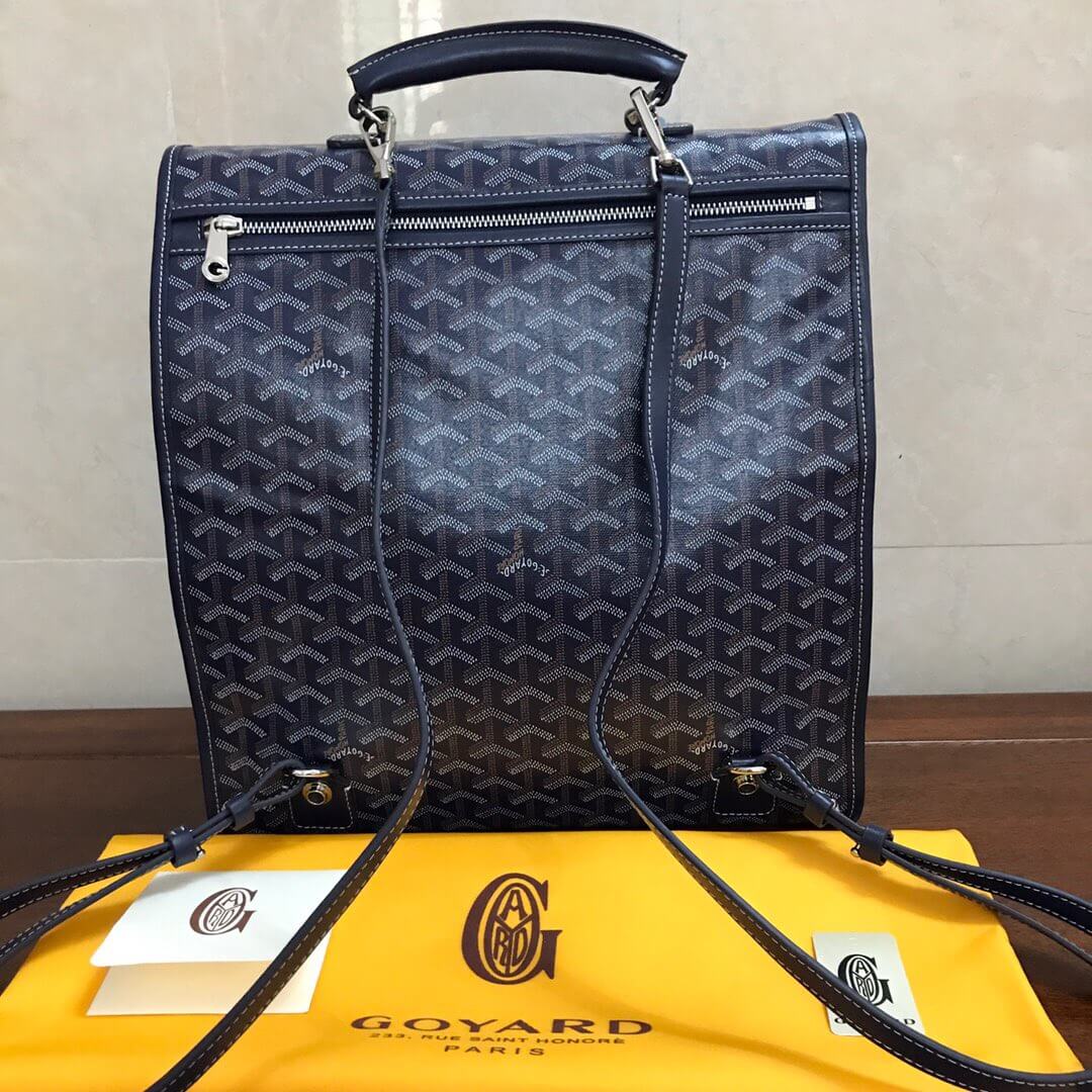 GOYARD-SAINT-LEGER-HANDBAG-IN-BLACK-MONOGRAM-CANVAS-AND-NAVY-LEATHER-2111900165503-04 GOYARD SAINT LEGER HANDBAG IN BLACK MONOGRAM CANVAS AND NAVY LEATHER 2111900165503 04