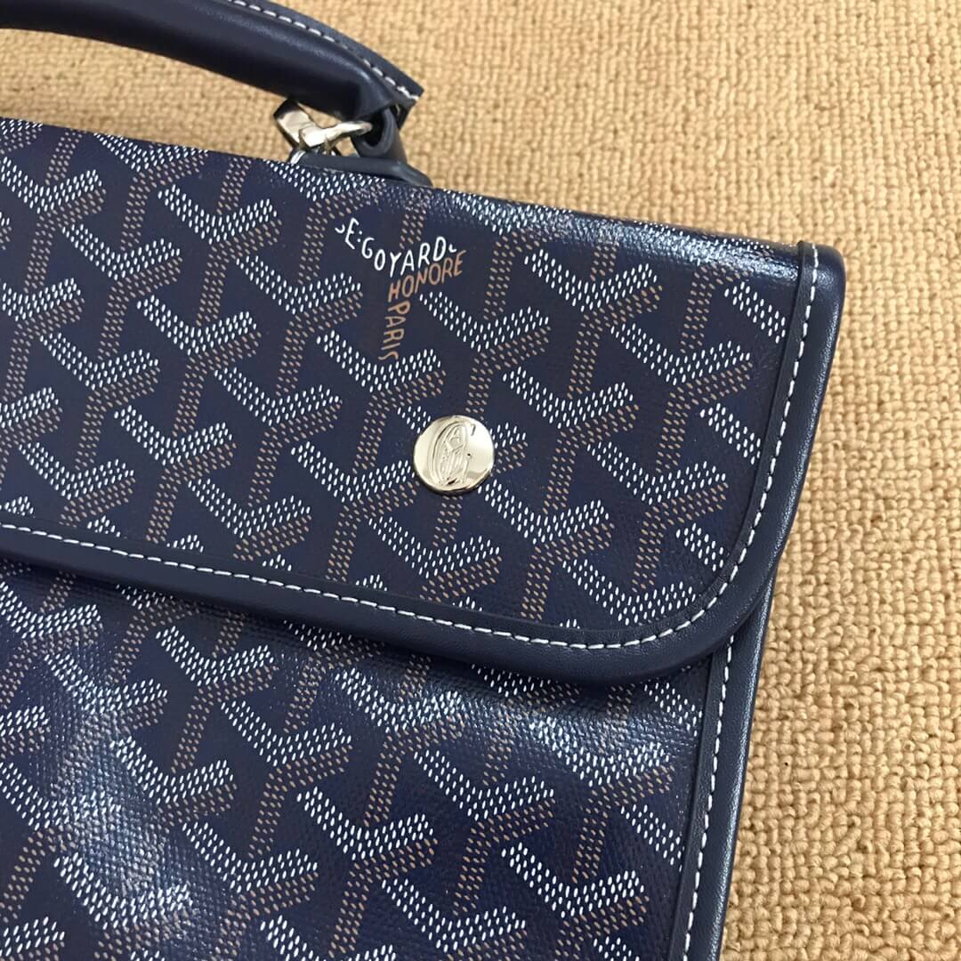 GOYARD-SAINT-LEGER-HANDBAG-IN-BLACK-MONOGRAM-CANVAS-AND-NAVY-LEATHER-2111900165503-05 GOYARD SAINT LEGER HANDBAG IN BLACK MONOGRAM CANVAS AND NAVY LEATHER 2111900165503 05