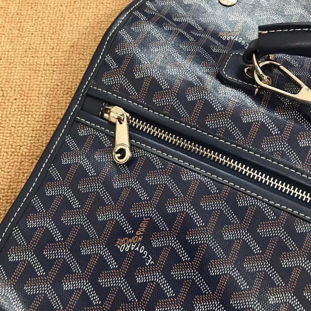 GOYARD-SAINT-LEGER-HANDBAG-IN-BLACK-MONOGRAM-CANVAS-AND-NAVY-LEATHER-2111900165503-07 GOYARD SAINT LEGER HANDBAG IN BLACK MONOGRAM CANVAS AND NAVY LEATHER 2111900165503 07