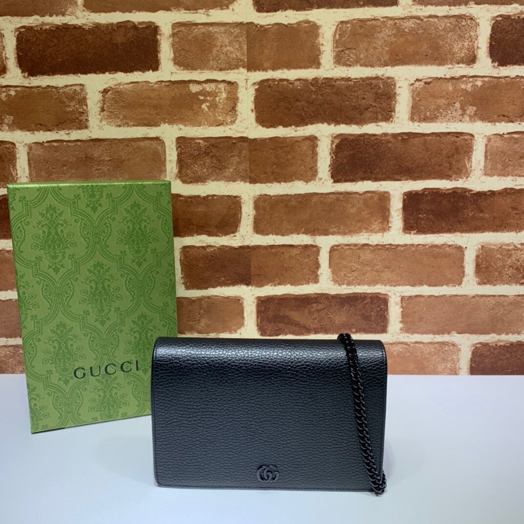 GUCCI-GG-MARMONT-CHAIN-WALLET-BLACK-LEATHER-497985-01 GUCCI GG MARMONT CHAIN WALLET BLACK LEATHER 497985 01