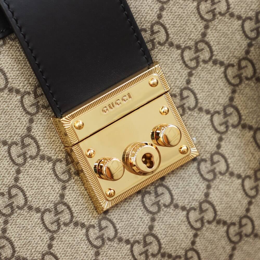 GUCCI-PADLOCK-MEDIUM-GG-SHOULDER-BAG-BEIGEEBONY-GG-SUPREME-CANVAS-479197-06 GUCCI PADLOCK MEDIUM GG SHOULDER BAG BEIGEEBONY GG SUPREME CANVAS 479197 06