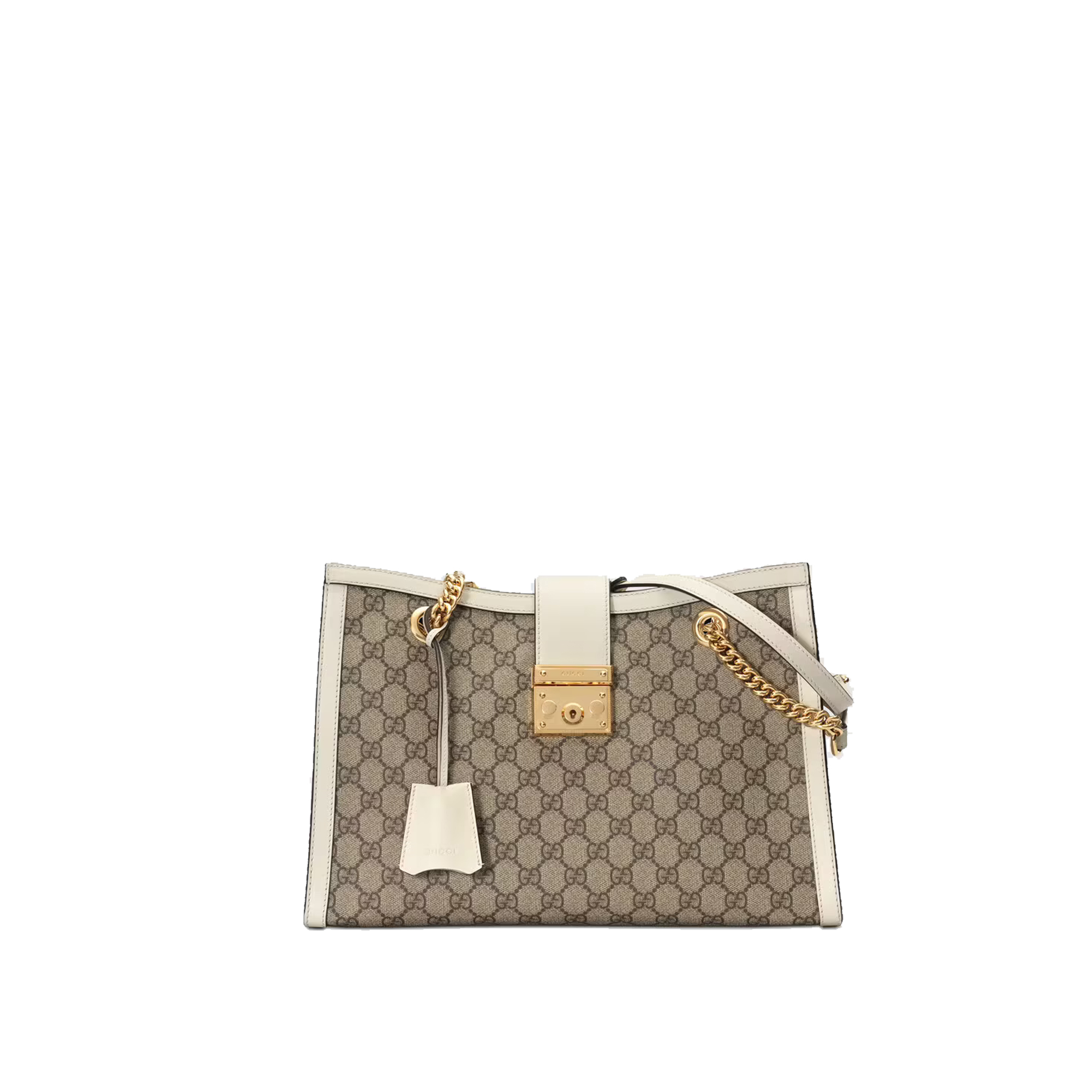 GUCCI-PADLOCK-MEDIUM-GG-SHOULDER-BAG-BEIGEEBONY-GG-SUPREME-CANVAS-WHITE-479197-00 GUCCI PADLOCK MEDIUM GG SHOULDER BAG BEIGEEBONY GG SUPREME CANVAS WHITE 479197 00