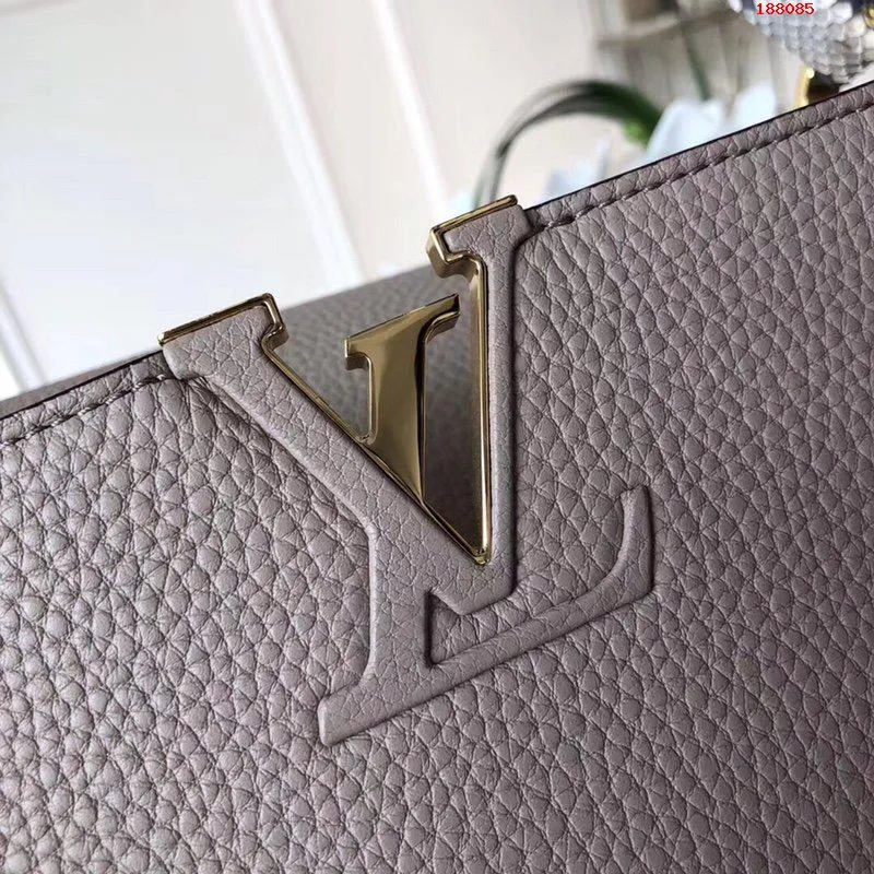 LOUIS VUITTON CAPUCINES BB HANDBAG PYTHON HANDLE TAURILLON LEATHER GRAY N92041_6 LOUIS VUITTON CAPUCINES BB HANDBAG PYTHON HANDLE TAURILLON LEATHER GRAY N92041 6