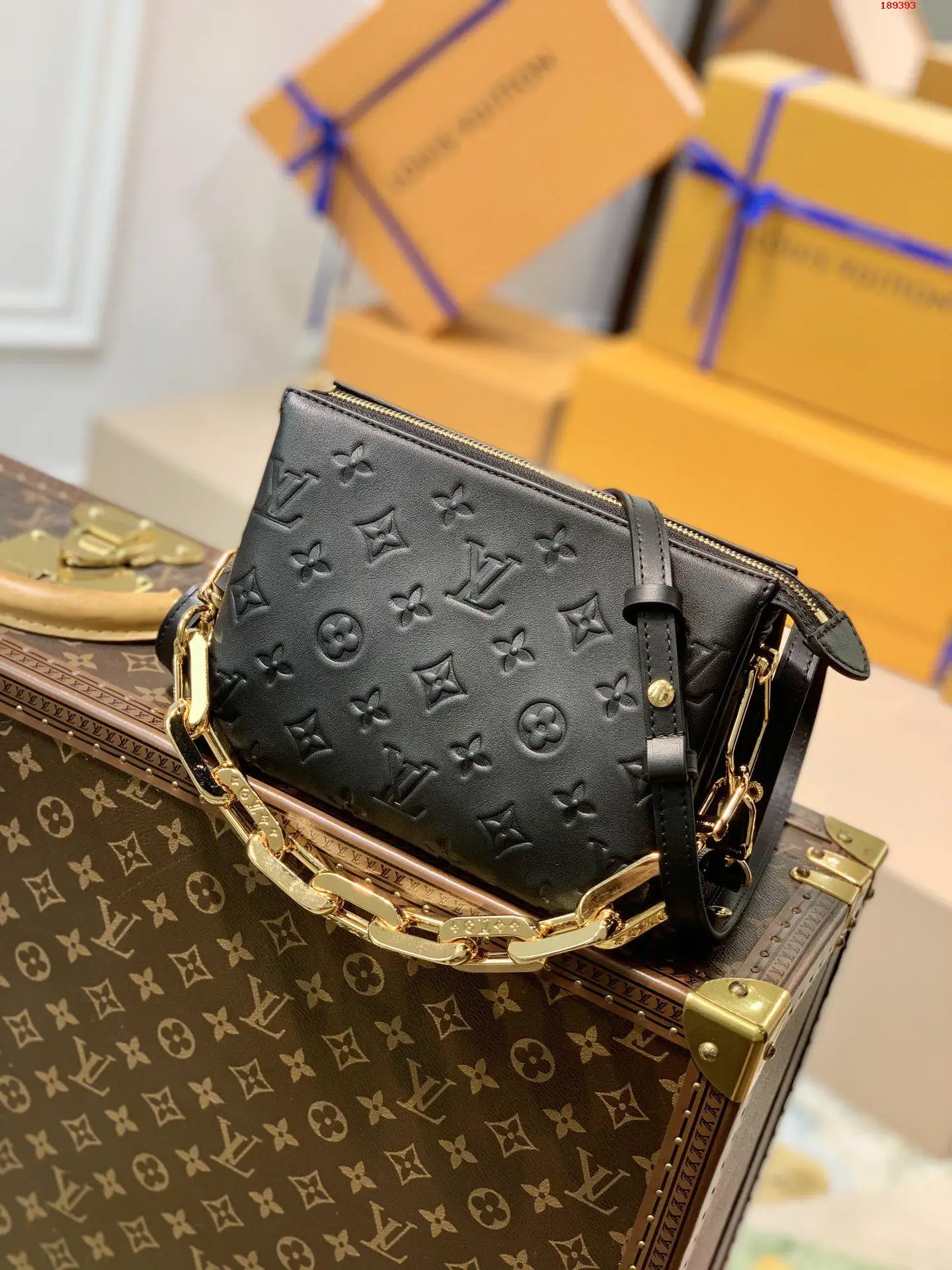 LOUIS VUITTON COUSSIN BB HANDBAG MONOGRAM-EMBOSSED PUFFY LAMBSKIN BLACK M59598_1 LOUIS VUITTON COUSSIN BB HANDBAG MONOGRAM EMBOSSED PUFFY LAMBSKIN BLACK M59598 1