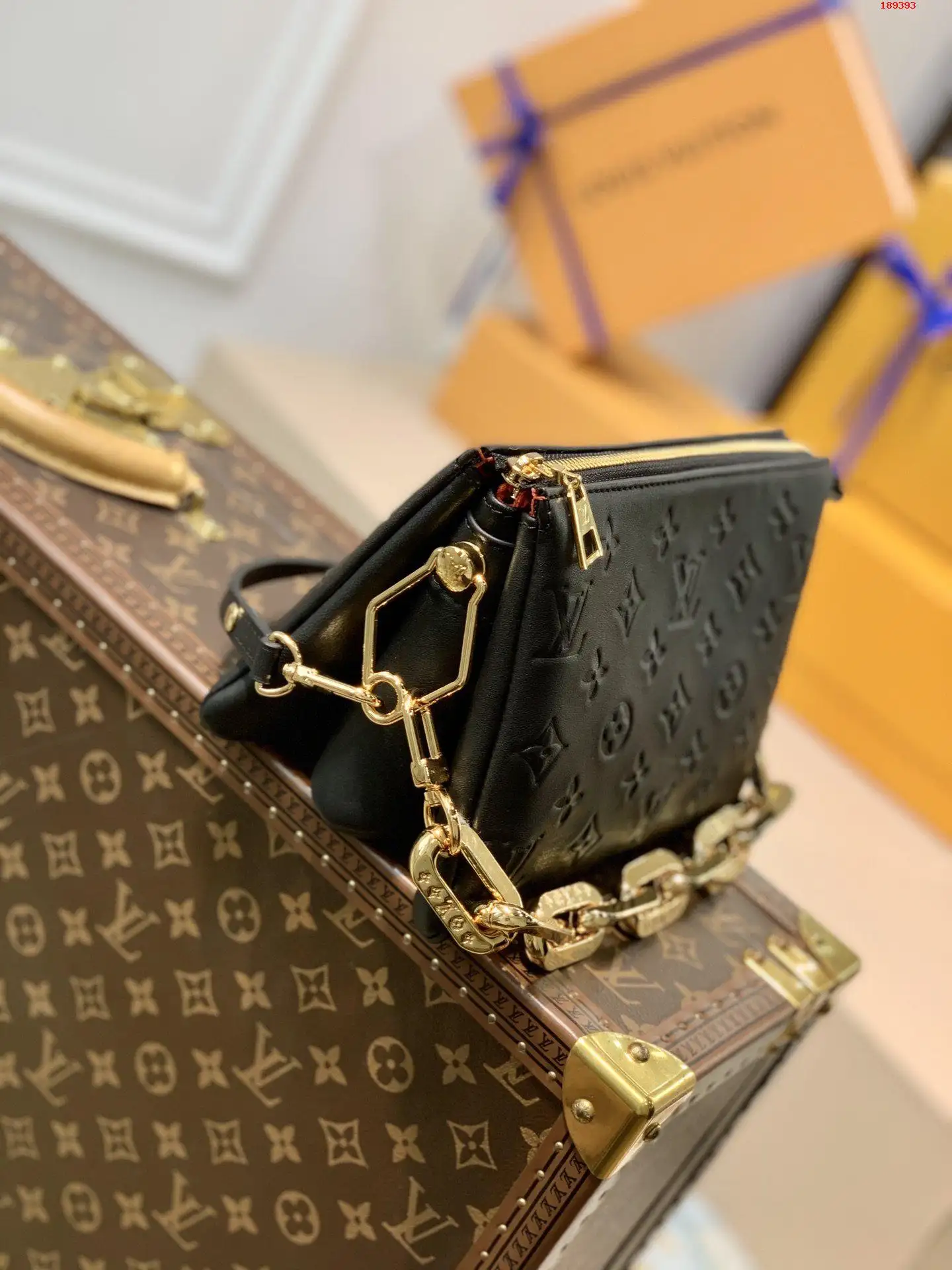 LOUIS VUITTON COUSSIN BB HANDBAG MONOGRAM-EMBOSSED PUFFY LAMBSKIN BLACK M59598_2 LOUIS VUITTON COUSSIN BB HANDBAG MONOGRAM EMBOSSED PUFFY LAMBSKIN BLACK M59598 2