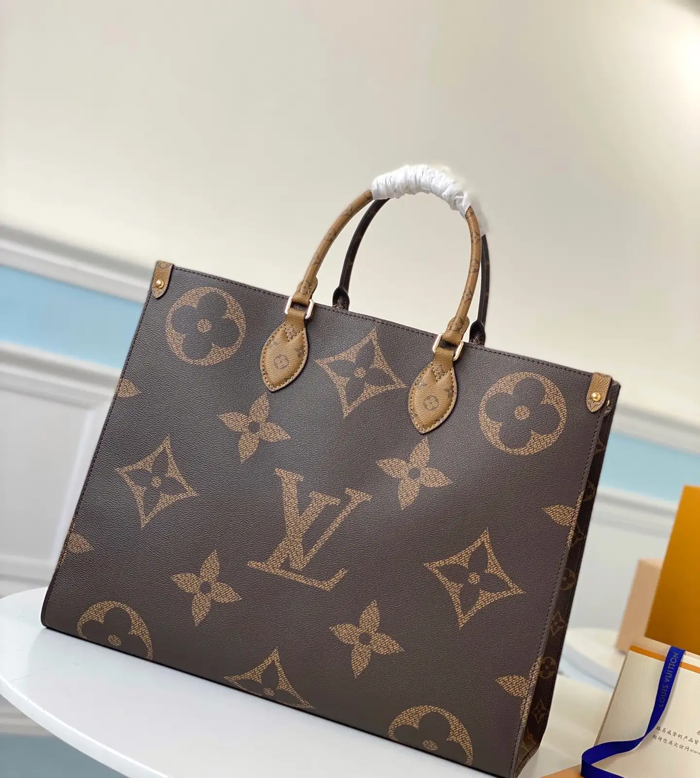 LOUIS VUITTON ONTHEGO GM TOTE BAG MONOGRAM REVERSE COATED CANVAS M45320_1 LOUIS VUITTON ONTHEGO GM TOTE BAG MONOGRAM REVERSE COATED CANVAS M45320 1