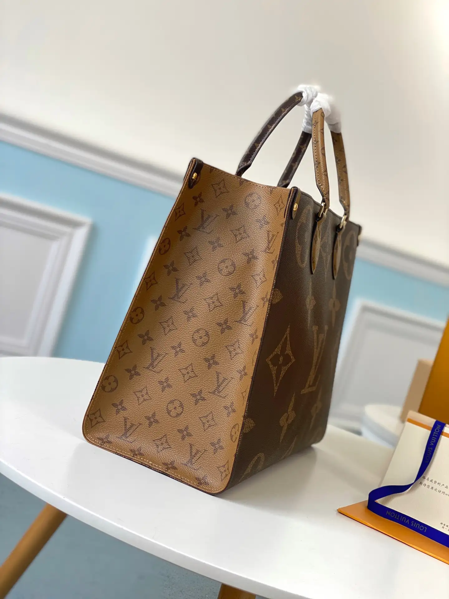 LOUIS VUITTON ONTHEGO GM TOTE BAG MONOGRAM REVERSE COATED CANVAS M45320_2 LOUIS VUITTON ONTHEGO GM TOTE BAG MONOGRAM REVERSE COATED CANVAS M45320 2
