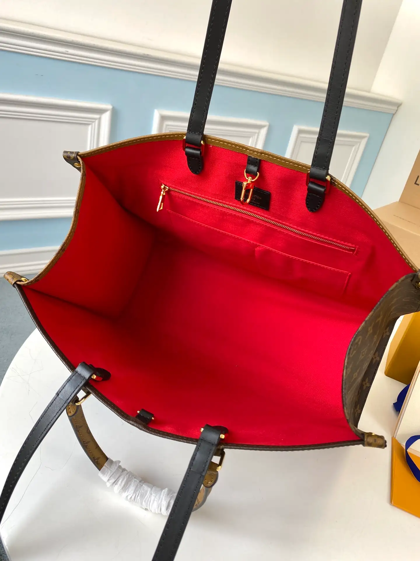 LOUIS VUITTON ONTHEGO GM TOTE BAG MONOGRAM REVERSE COATED CANVAS M45320_6 LOUIS VUITTON ONTHEGO GM TOTE BAG MONOGRAM REVERSE COATED CANVAS M45320 6