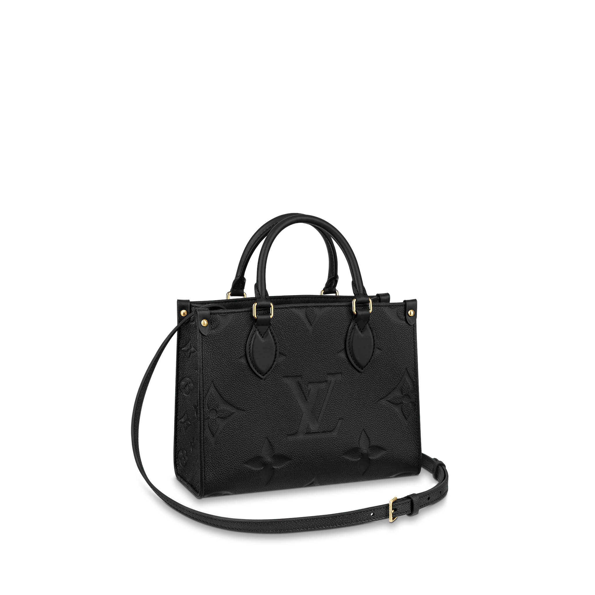 LOUIS VUITTON ONTHEGO PM TOTE HANDBAG EMBOSSED GRAINED COWHIDE LEATHER BLACK M45653 LOUIS VUITTON ONTHEGO PM TOTE HANDBAG EMBOSSED GRAINED COWHIDE LEATHER BLACK M45653