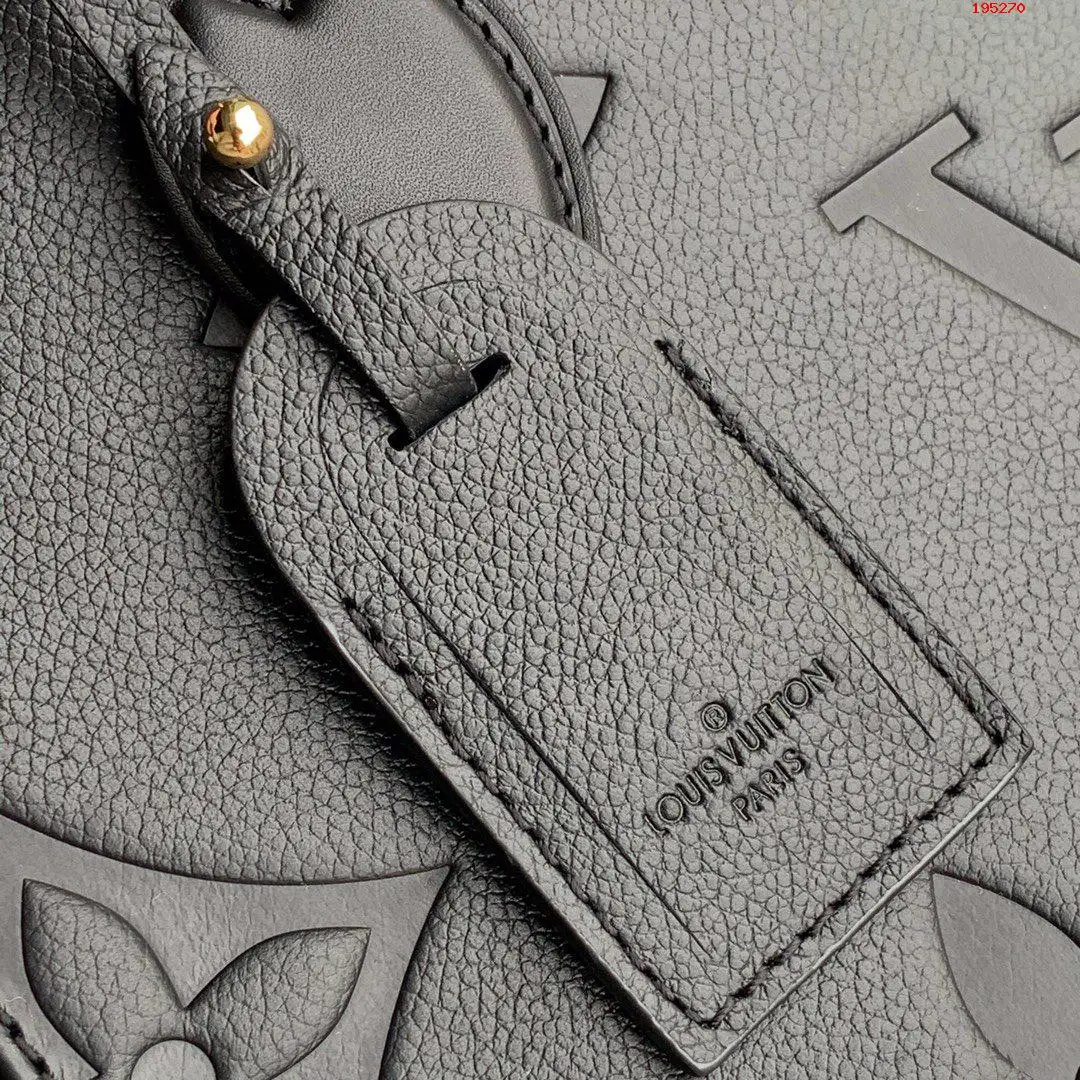 LOUIS VUITTON ONTHEGO PM TOTE HANDBAG EMBOSSED GRAINED COWHIDE LEATHER BLACK M45653_8 LOUIS VUITTON ONTHEGO PM TOTE HANDBAG EMBOSSED GRAINED COWHIDE LEATHER BLACK M45653 8