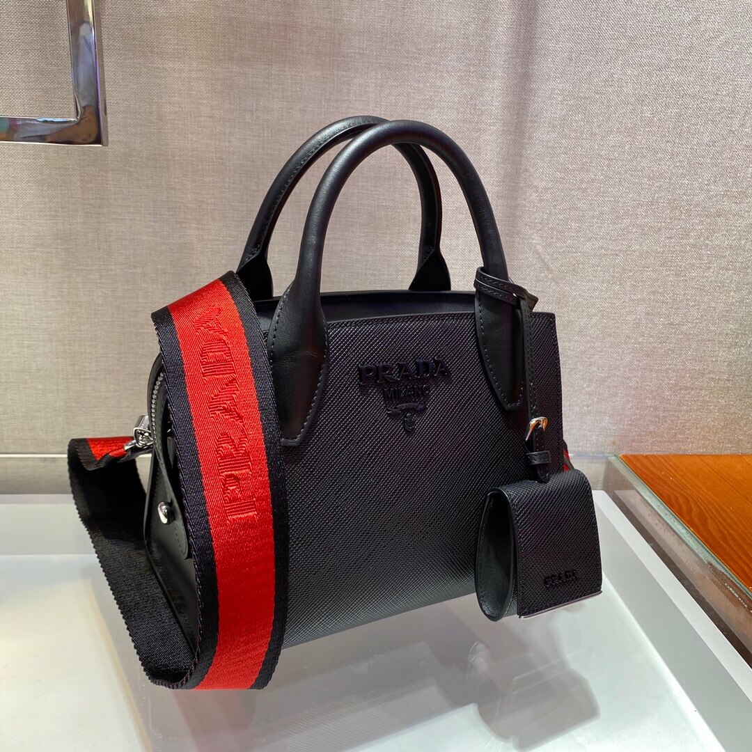 PRADA-SAFFIANO-LEATHER-PRADA-MONOCHROME-BAG-BLACK-1BA269-04 PRADA SAFFIANO LEATHER PRADA MONOCHROME BAG BLACK 1BA269 04