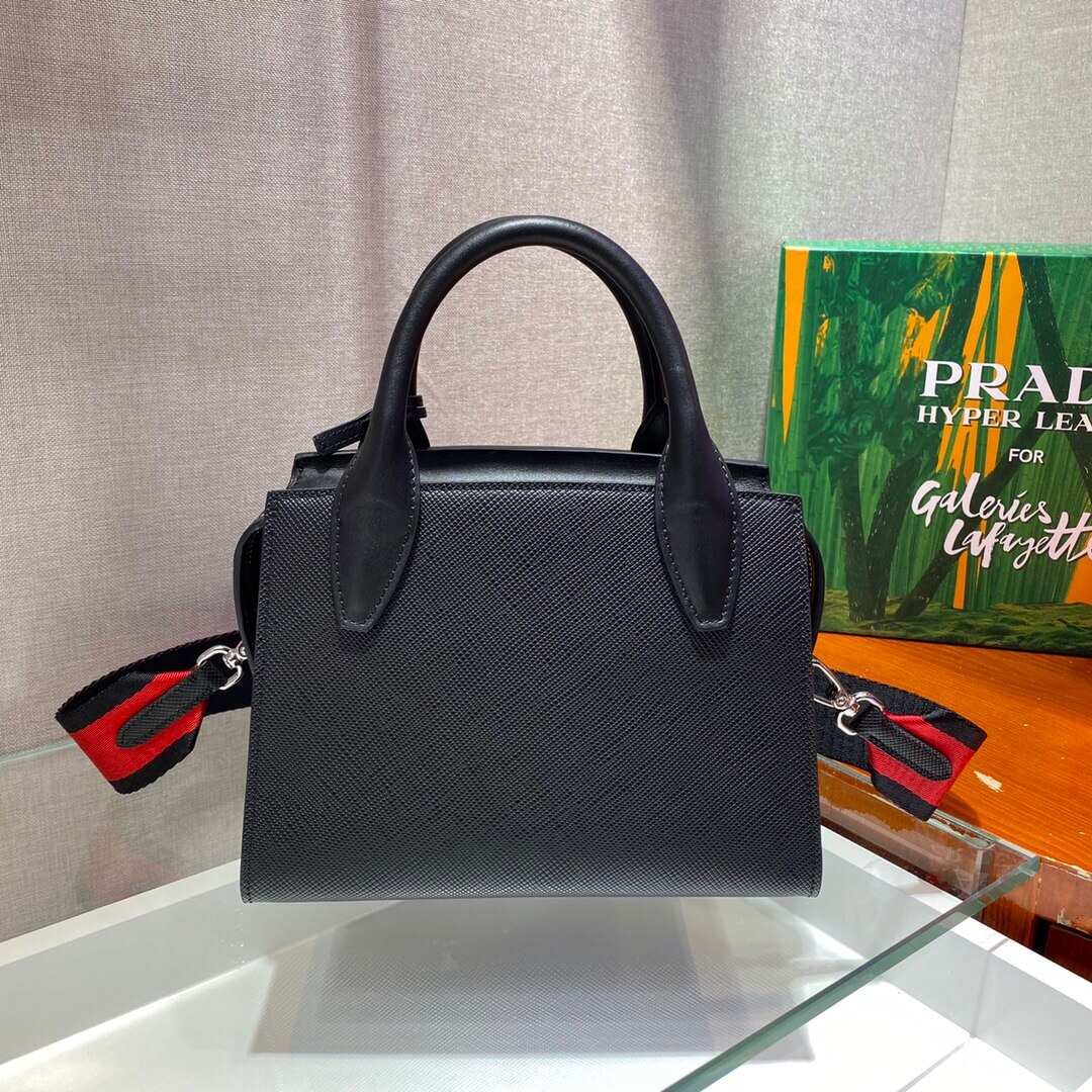 PRADA-SAFFIANO-LEATHER-PRADA-MONOCHROME-BAG-BLACK-1BA269-05 PRADA SAFFIANO LEATHER PRADA MONOCHROME BAG BLACK 1BA269 05