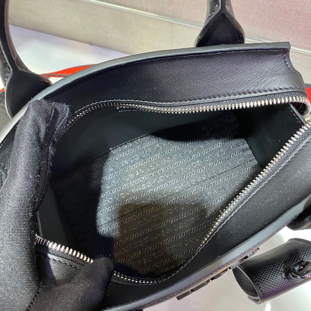 PRADA-SAFFIANO-LEATHER-PRADA-MONOCHROME-BAG-BLACK-1BA269-08 PRADA SAFFIANO LEATHER PRADA MONOCHROME BAG BLACK 1BA269 08