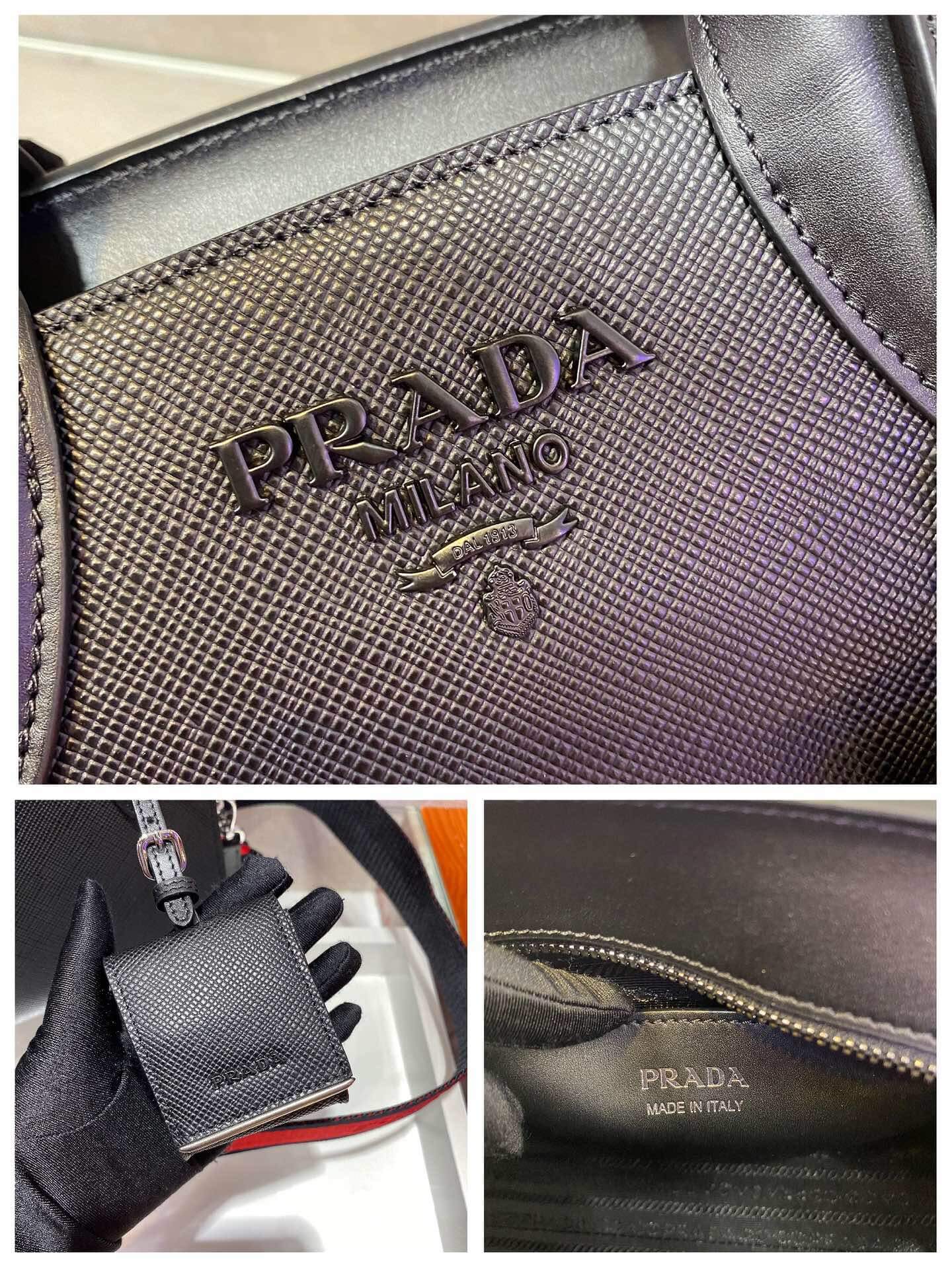 PRADA-SAFFIANO-LEATHER-PRADA-MONOCHROME-BAG-BLACK-1BA269-09 PRADA SAFFIANO LEATHER PRADA MONOCHROME BAG BLACK 1BA269 09