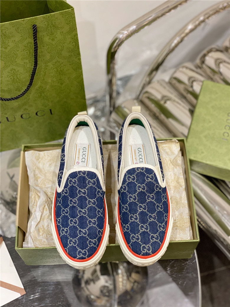 WOMEN'S-GUCCI-TENNIS-1977-SLIP-ON-SNEAKER-BLUE-624733-2KQ30-4466-05 WOMENS GUCCI TENNIS 1977 SLIP ON SNEAKER BLUE 624733 2KQ30 4466 05