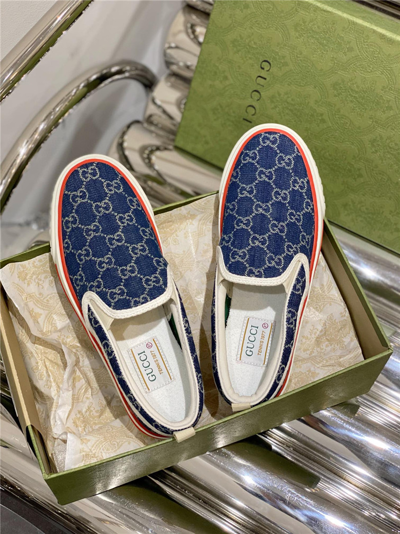 WOMEN'S-GUCCI-TENNIS-1977-SLIP-ON-SNEAKER-BLUE-624733-2KQ30-4466-06 WOMENS GUCCI TENNIS 1977 SLIP ON SNEAKER BLUE 624733 2KQ30 4466 06