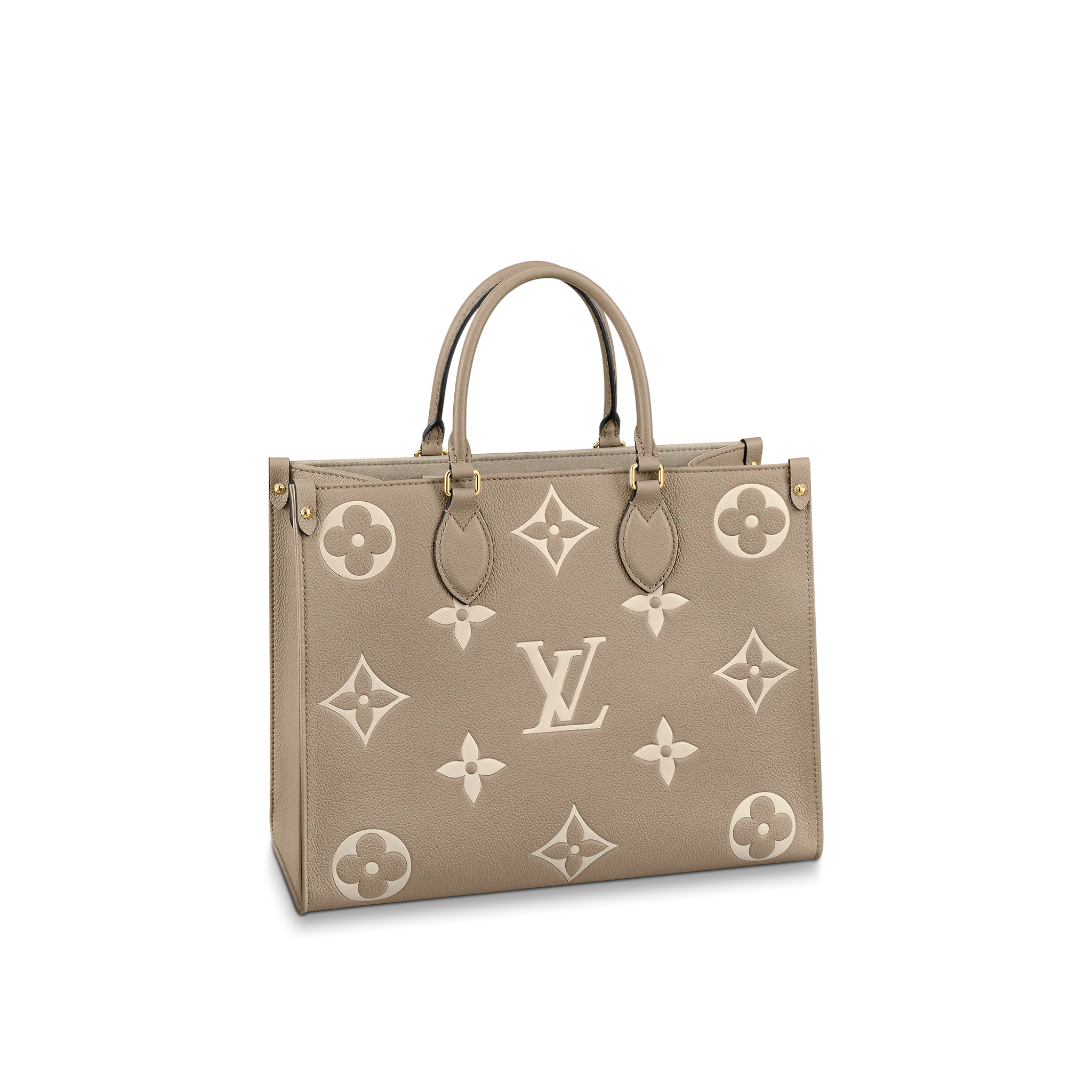 louis-vuitton-onthego-mm-bicolor-monogram-empreinte-leather-handbags--M45494_PM2_Front view louis vuitton onthego mm bicolor monogram empreinte leather handbags M45494 PM2 Front view