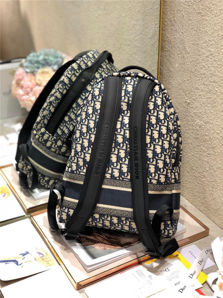DIOR-DIORTRAVEL-BACKPACK-BLUE-DIOR-OBLIQUE-JACQUARD-M6104STZQ_M928-05 DIOR DIORTRAVEL BACKPACK BLUE DIOR OBLIQUE JACQUARD M6104STZQ M928 05