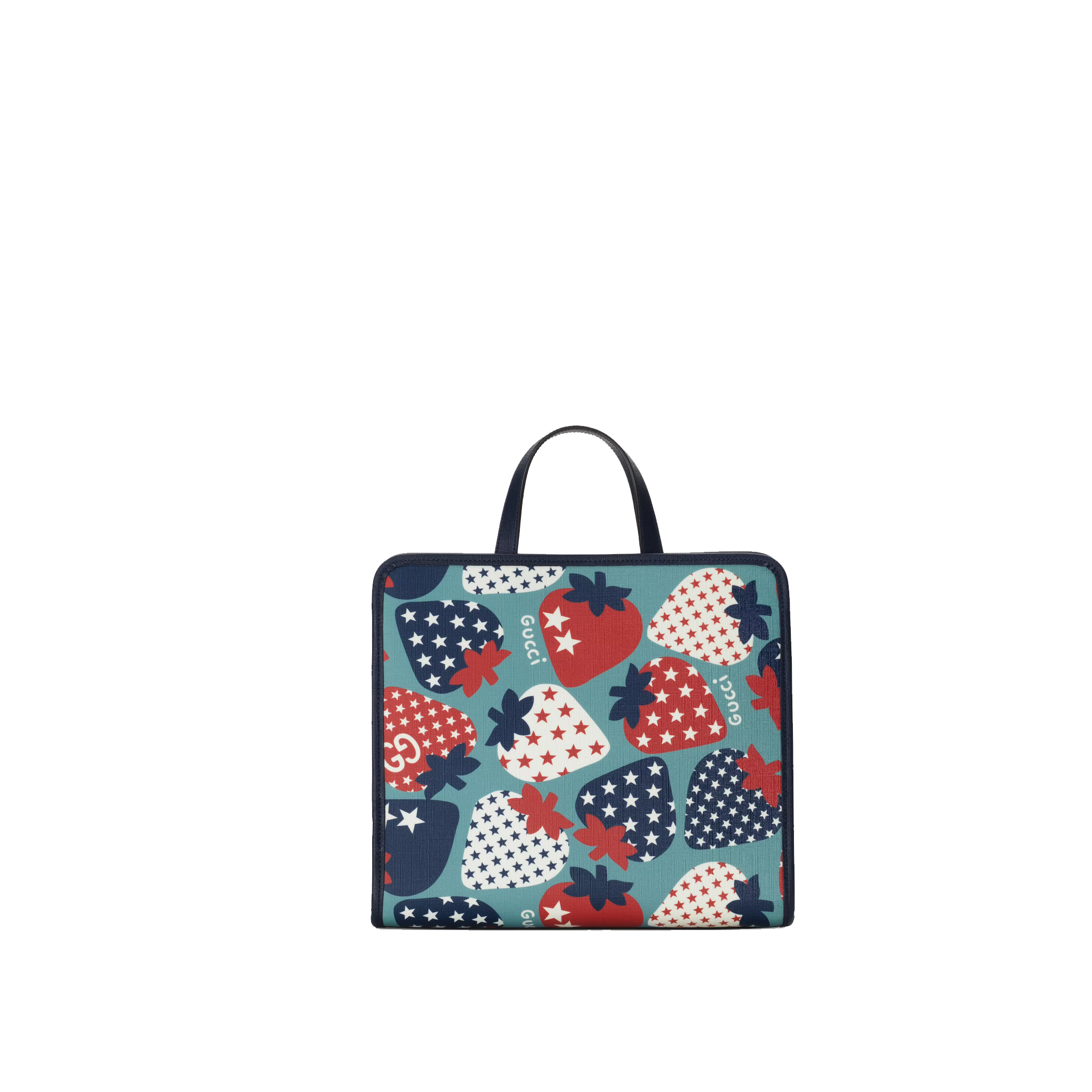 GUCCI-CHILDREN'S-STRAWBERRY-STAR-TOTE-BAG-BLUE-AND-RED-605614-UR3DN-4990-0 GUCCI CHILDRENS STRAWBERRY STAR TOTE BAG BLUE AND RED 605614 UR3DN 4990 0