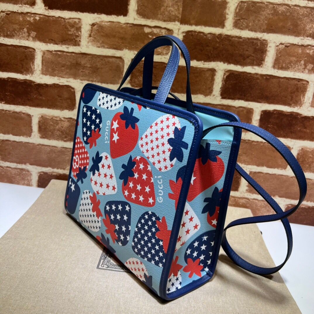GUCCI-CHILDREN'S-STRAWBERRY-STAR-TOTE-BAG-BLUE-AND-RED-605614-UR3DN-4990-02 GUCCI CHILDRENS STRAWBERRY STAR TOTE BAG BLUE AND RED 605614 UR3DN 4990 02