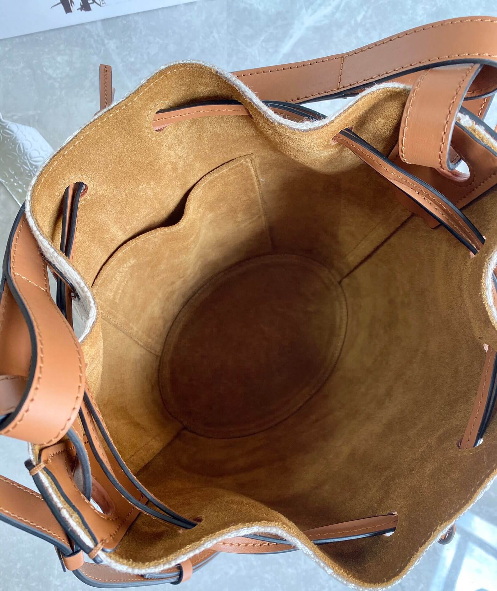 LOEWE-SMALL-BALLOON-BAG-IN-ANAGRAM-JACQUARD-AND-CALFSKIN-ECRU-TAN-A710C31X41-08 LOEWE SMALL BALLOON BAG IN ANAGRAM JACQUARD AND CALFSKIN ECRU TAN A710C31X41 08