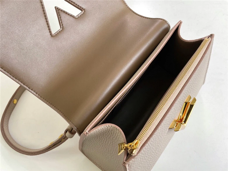 LOUIS VUITTON TWIST ONE HANDLE PM HANDBAG TAURILLON LEATHER GREIGE M57214_9 LOUIS VUITTON TWIST ONE HANDLE PM HANDBAG TAURILLON LEATHER GREIGE M57214 9