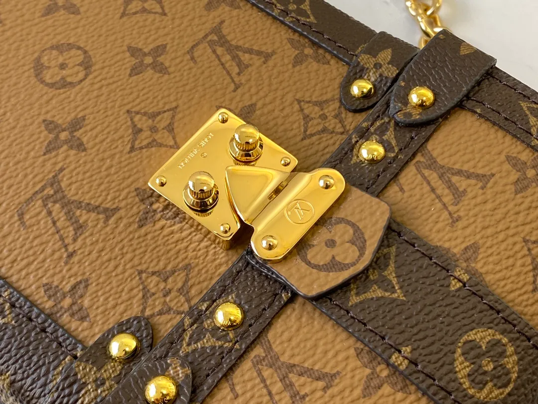 LOUIS VUITTON VERTICAL TRUNK POCHETTE BAG MONOGRAM REVERSE COATED CANVAS M67873_6 LOUIS VUITTON VERTICAL TRUNK POCHETTE BAG MONOGRAM REVERSE COATED CANVAS M67873 6