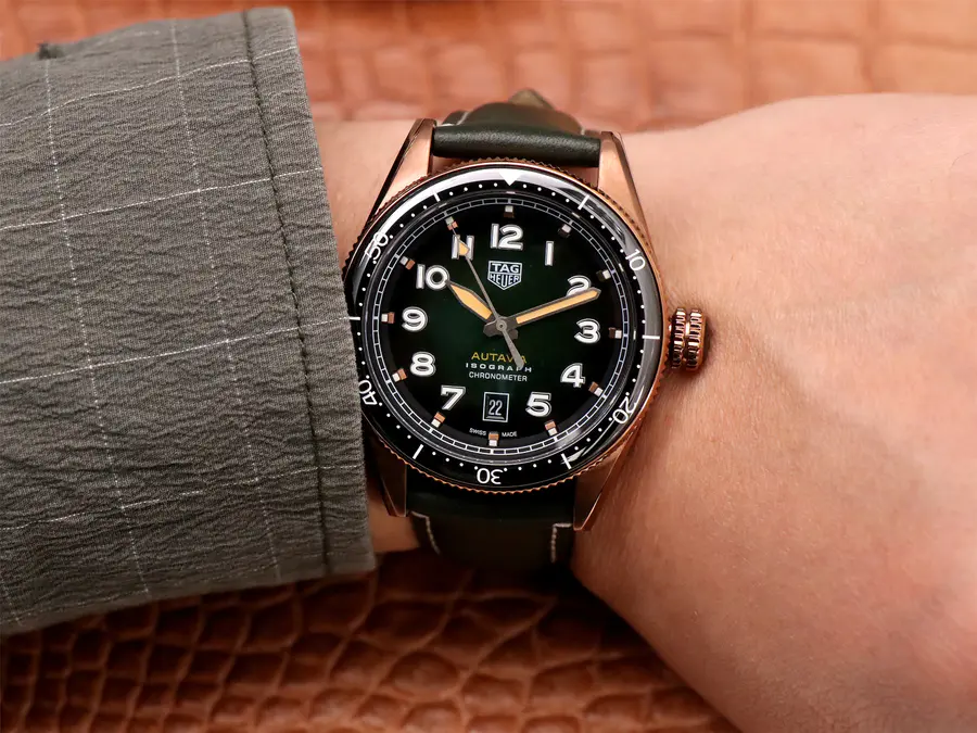 TAG-HEUER-AUTAVIA-CALIBRE-5-BRONZE-GREEN-WBE5190.FC8268-010 TAG HEUER AUTAVIA CALIBRE 5 BRONZE GREEN WBE5190.FC8268 010