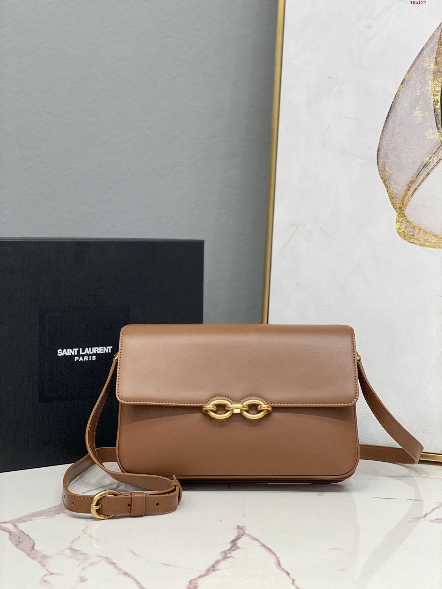YSL-LE-MAILLON-SATCHEL-IN-SMOOTH-LEATHER-BROWN-6497952R20W6309-01 YSL LE MAILLON SATCHEL IN SMOOTH LEATHER BROWN 6497952R20W6309 01