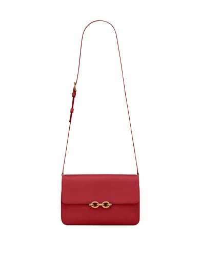 YSL LE MAILLON SATCHEL IN SMOOTH LEATHER RED 6497952R20W6805